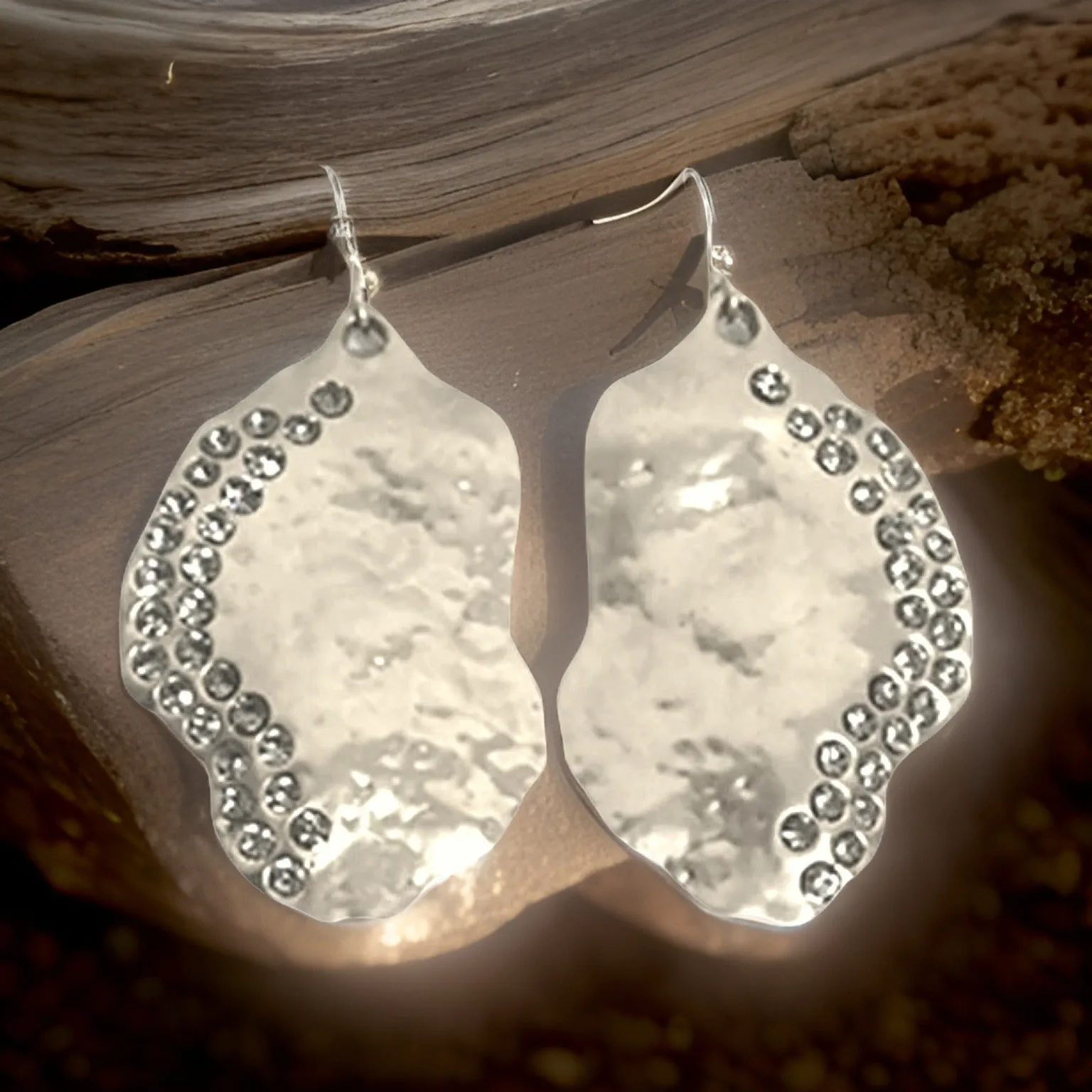 Birthstone Crystal Waning Gibbous Moon Earrings