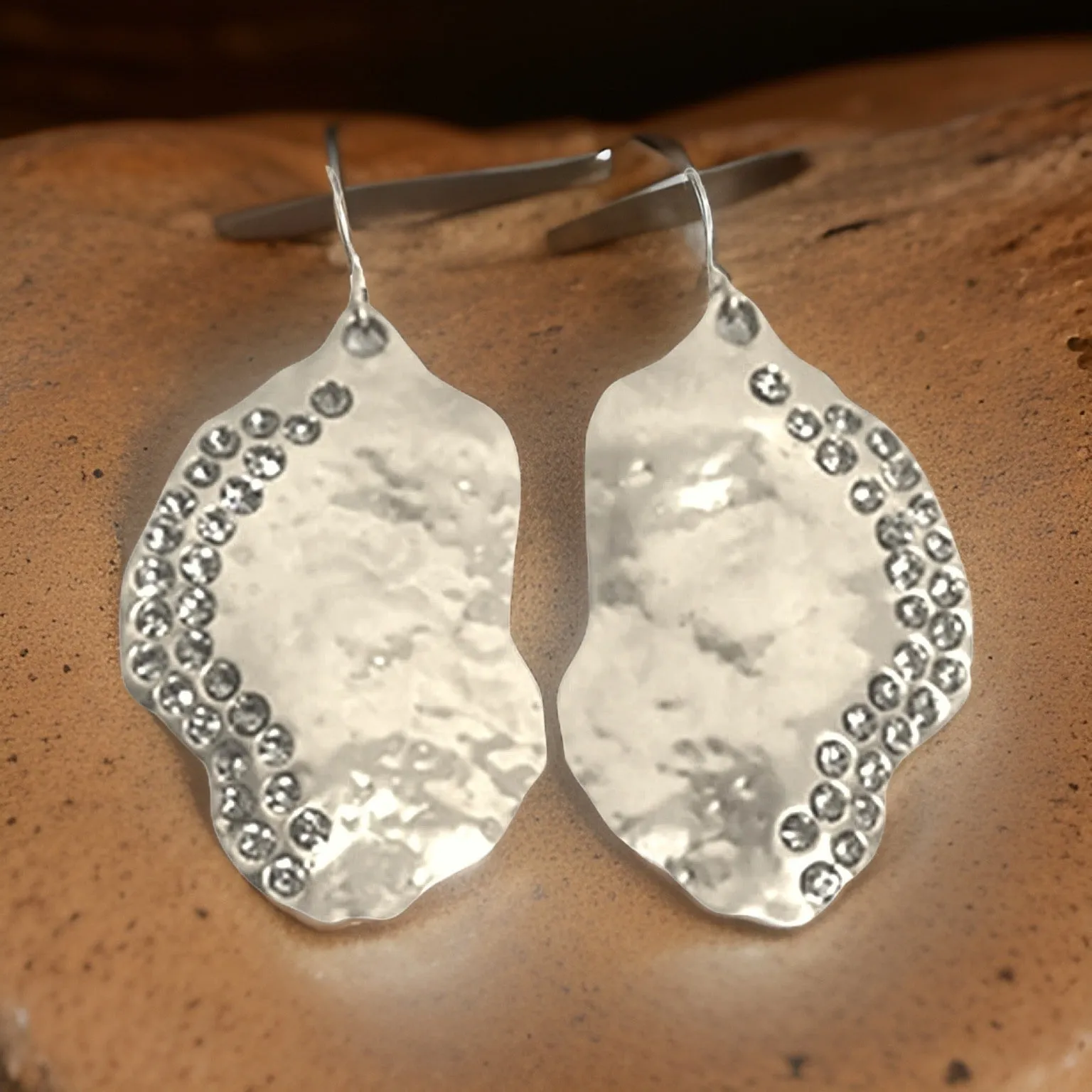 Birthstone Crystal Waning Gibbous Moon Earrings