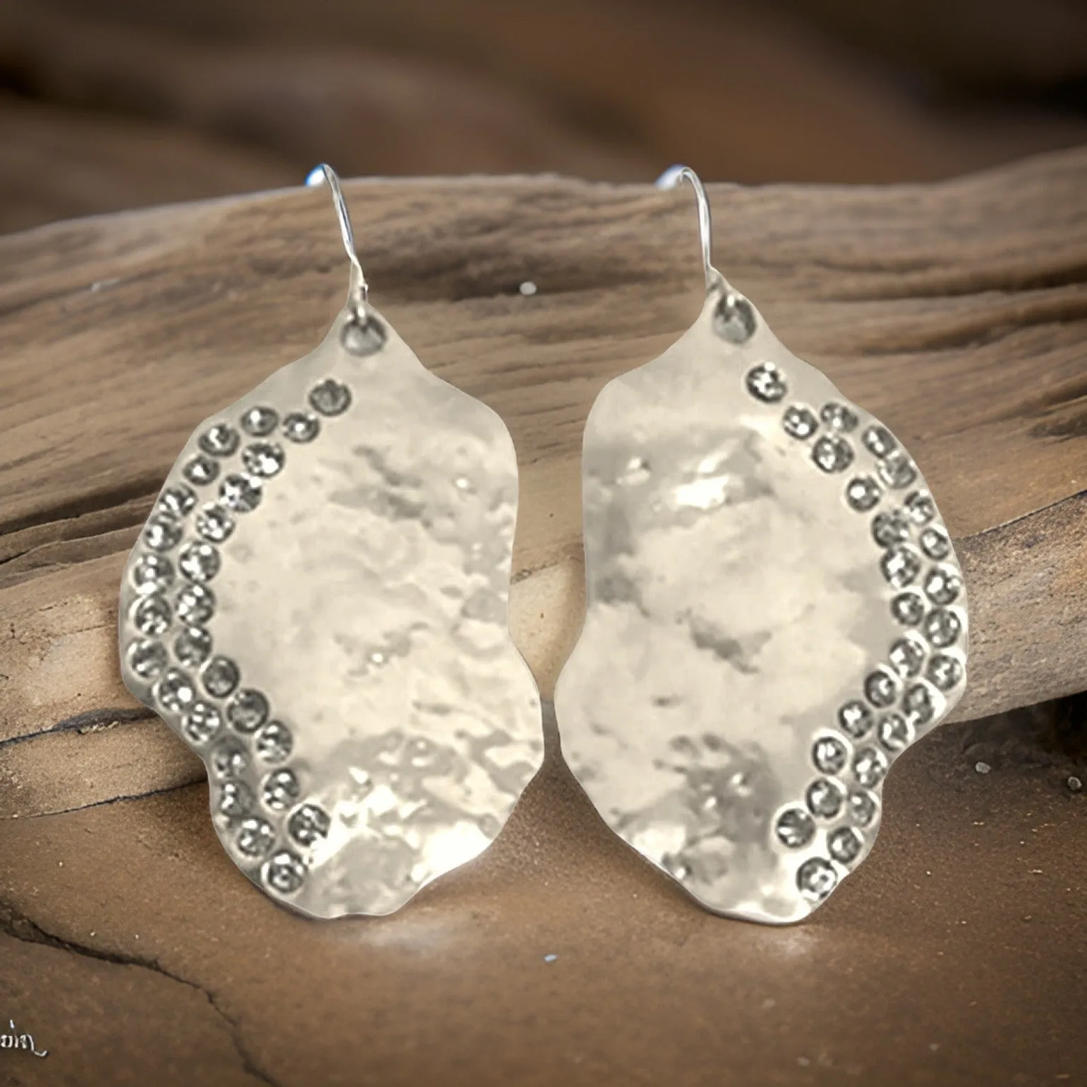 Birthstone Crystal Waning Gibbous Moon Earrings