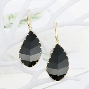 Black Crystal & 18K Gold-Plated Drop Earrings