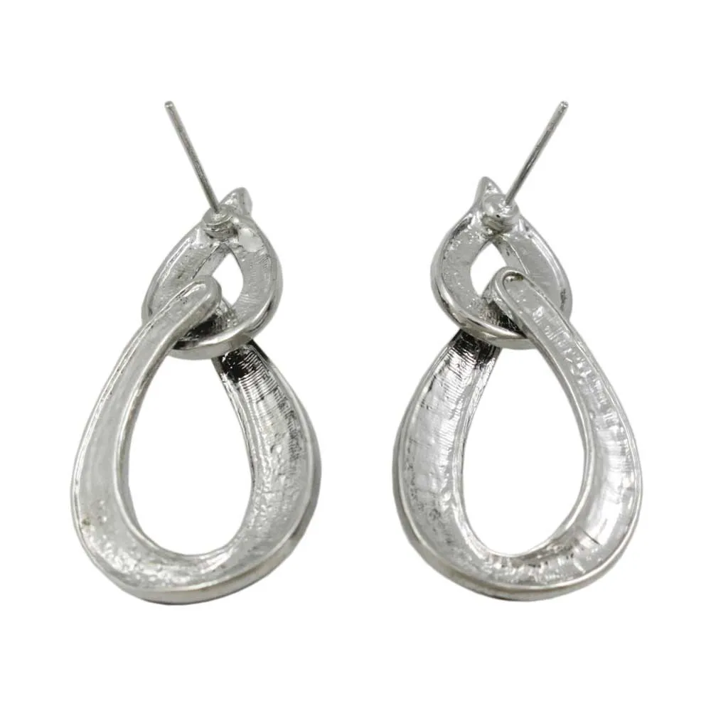 Black Enamel and Clear Crystals Open Teardrops Earring - REE903