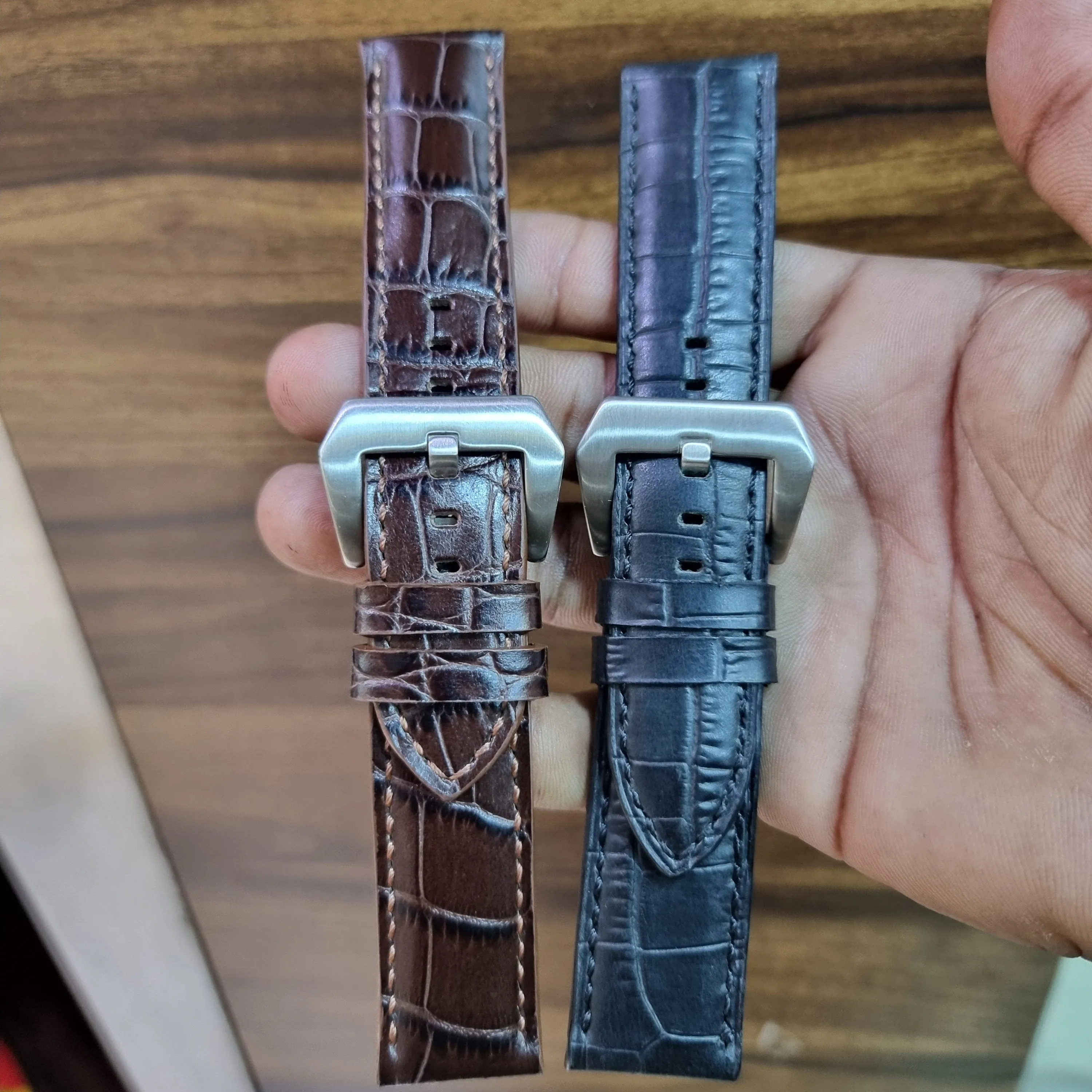 Black leather strap for panerai