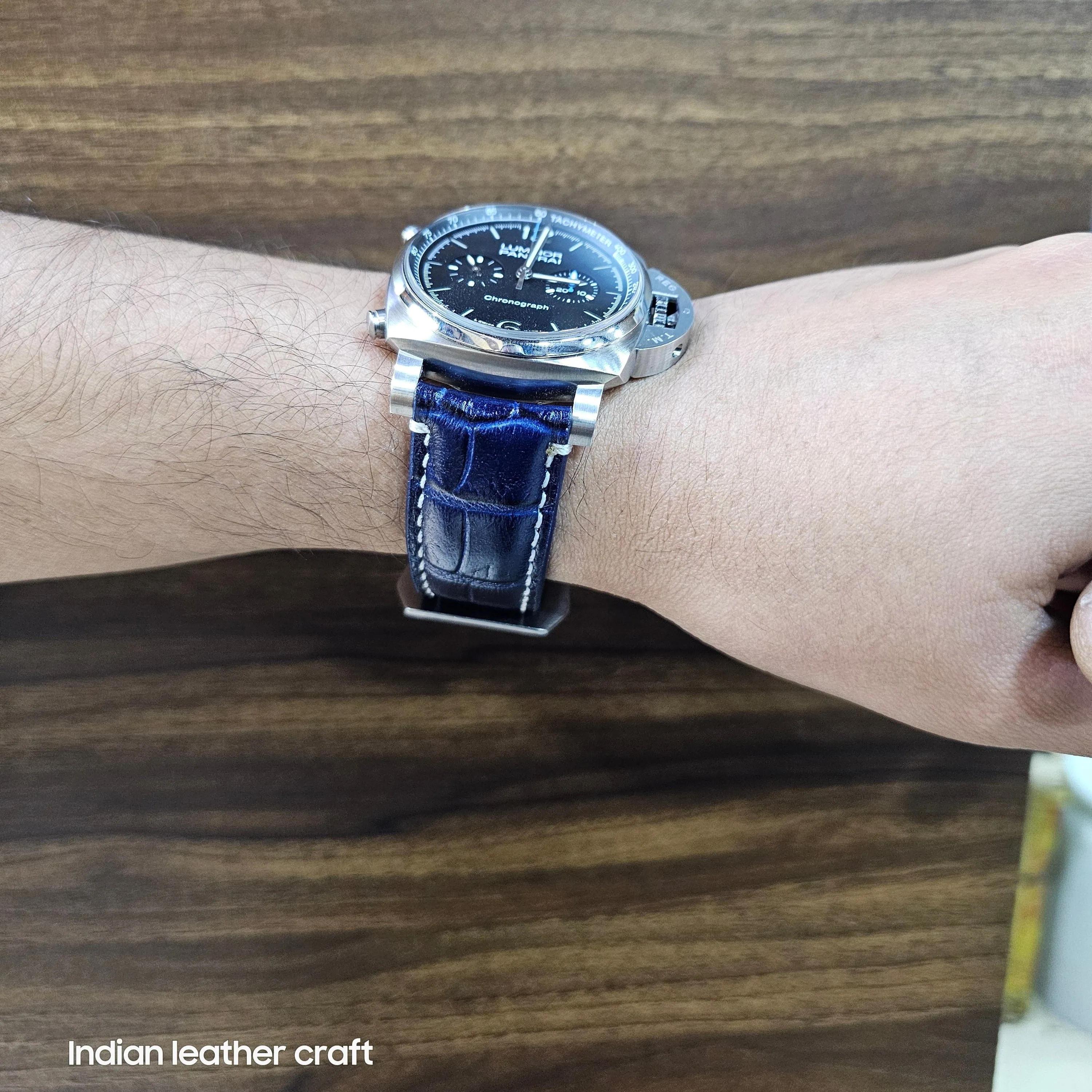 Black leather strap for panerai