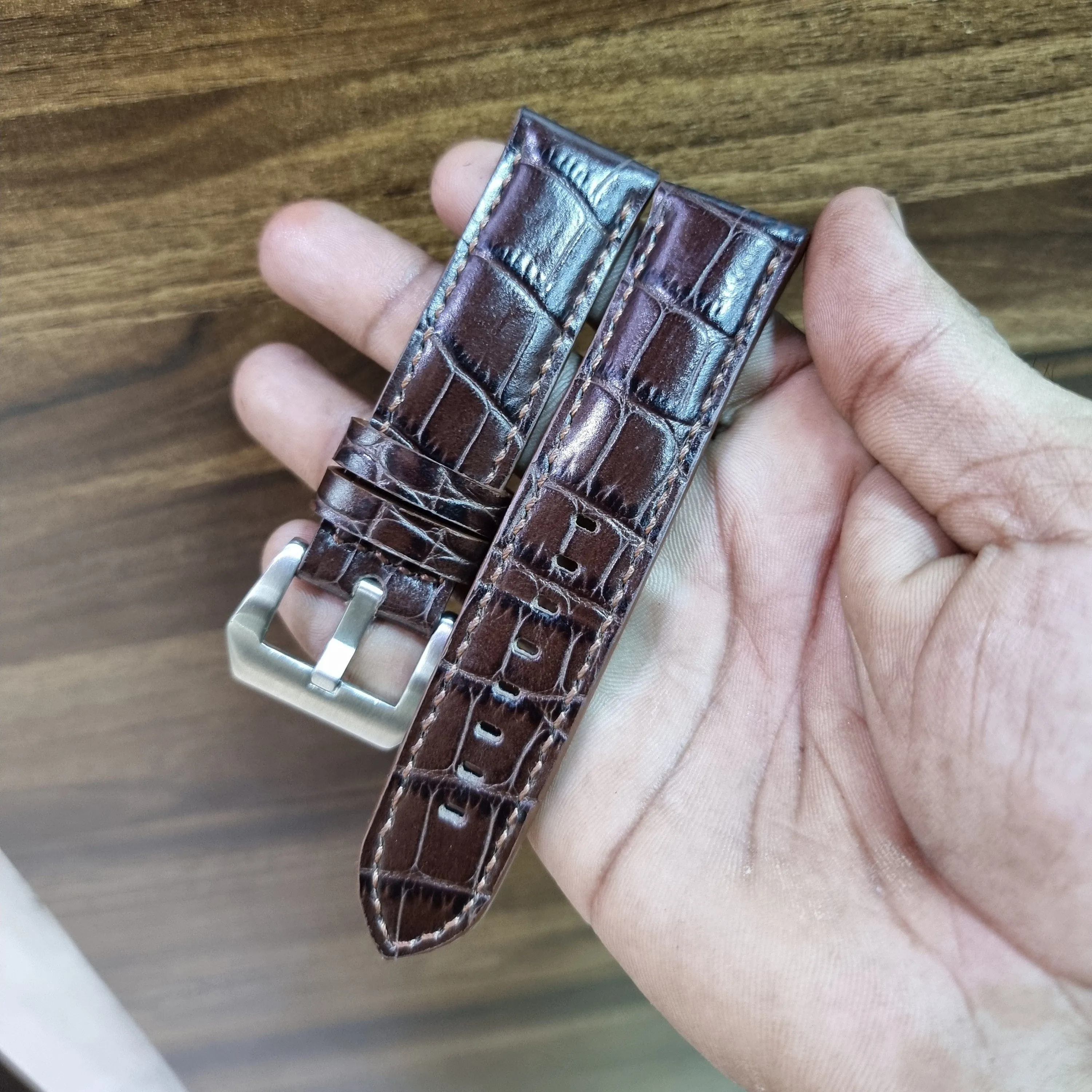 Black leather strap for panerai