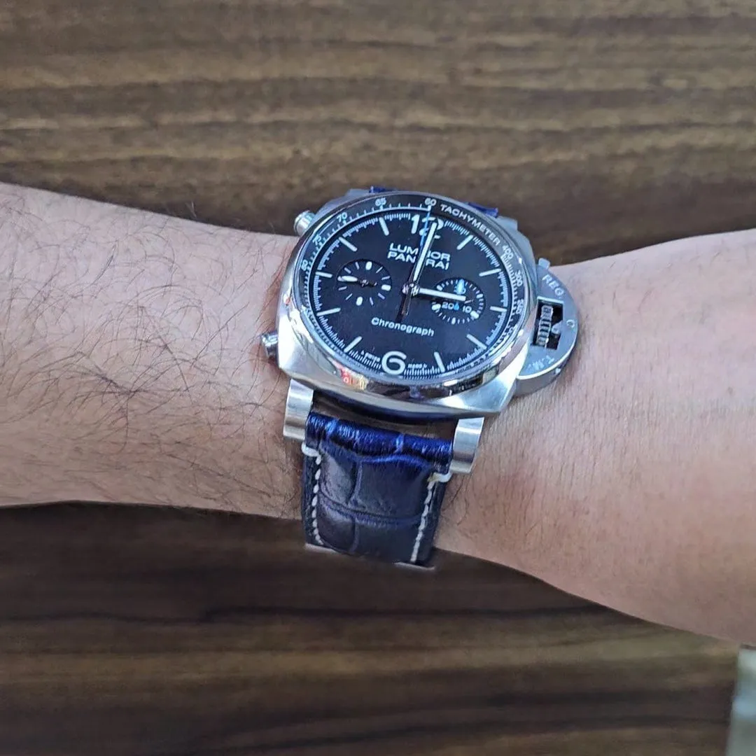 Black leather strap for panerai