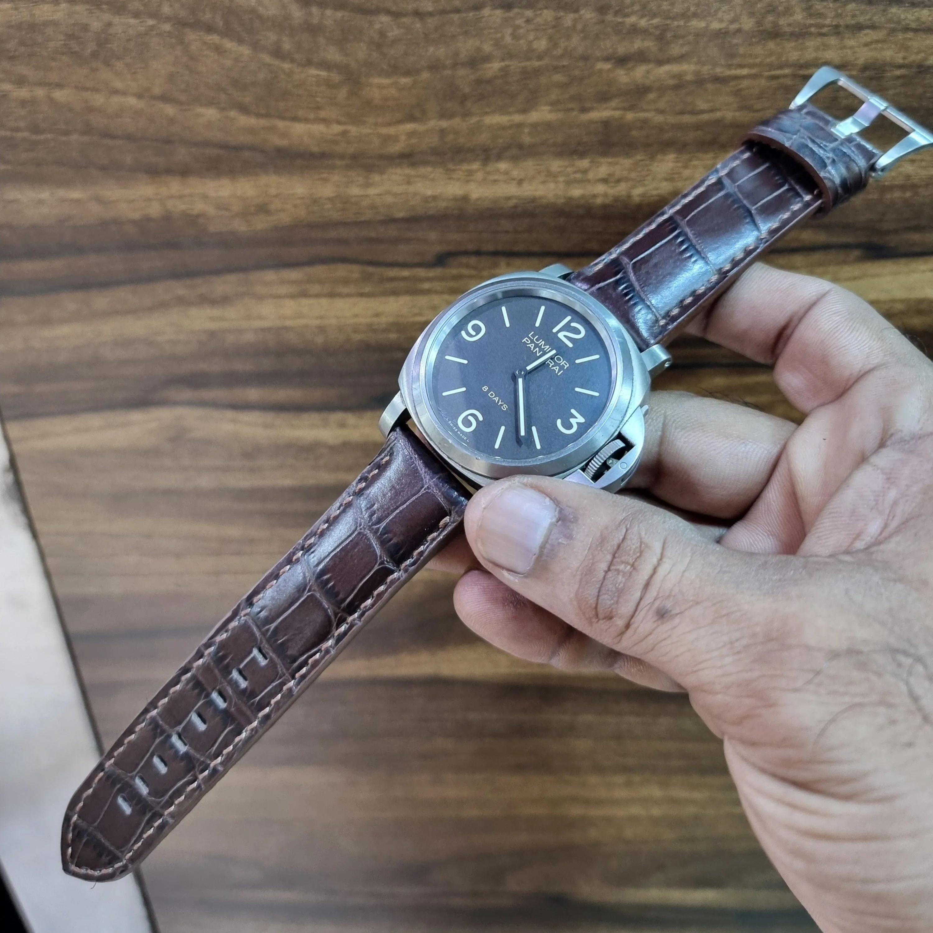 Black leather strap for panerai