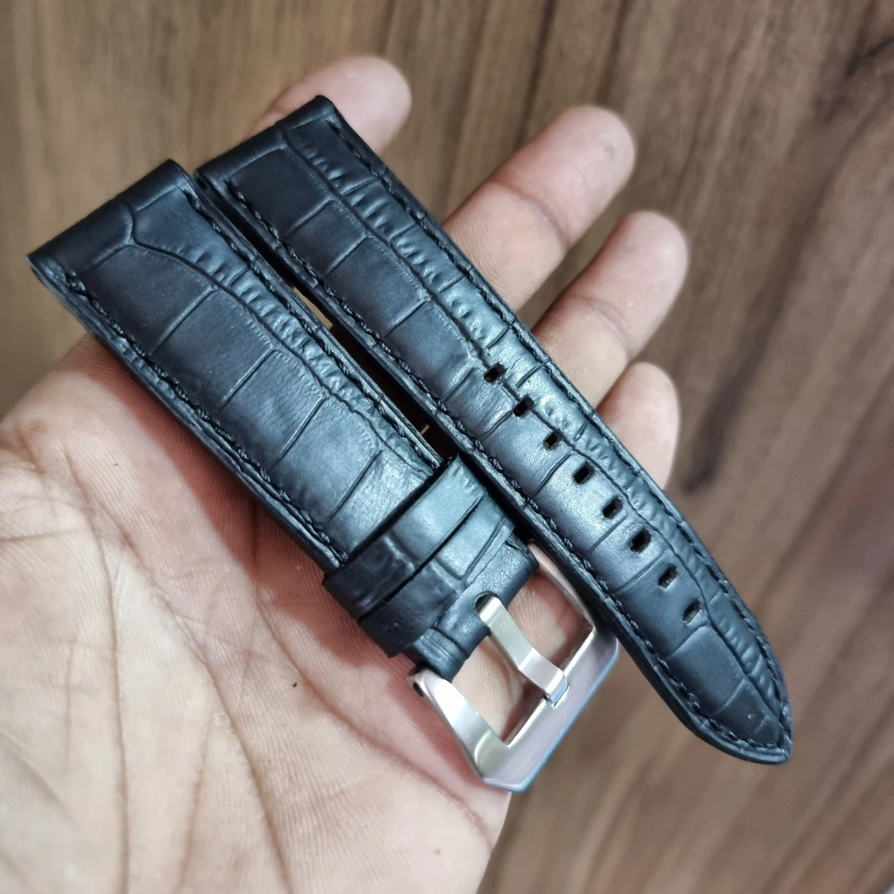 Black leather strap for panerai