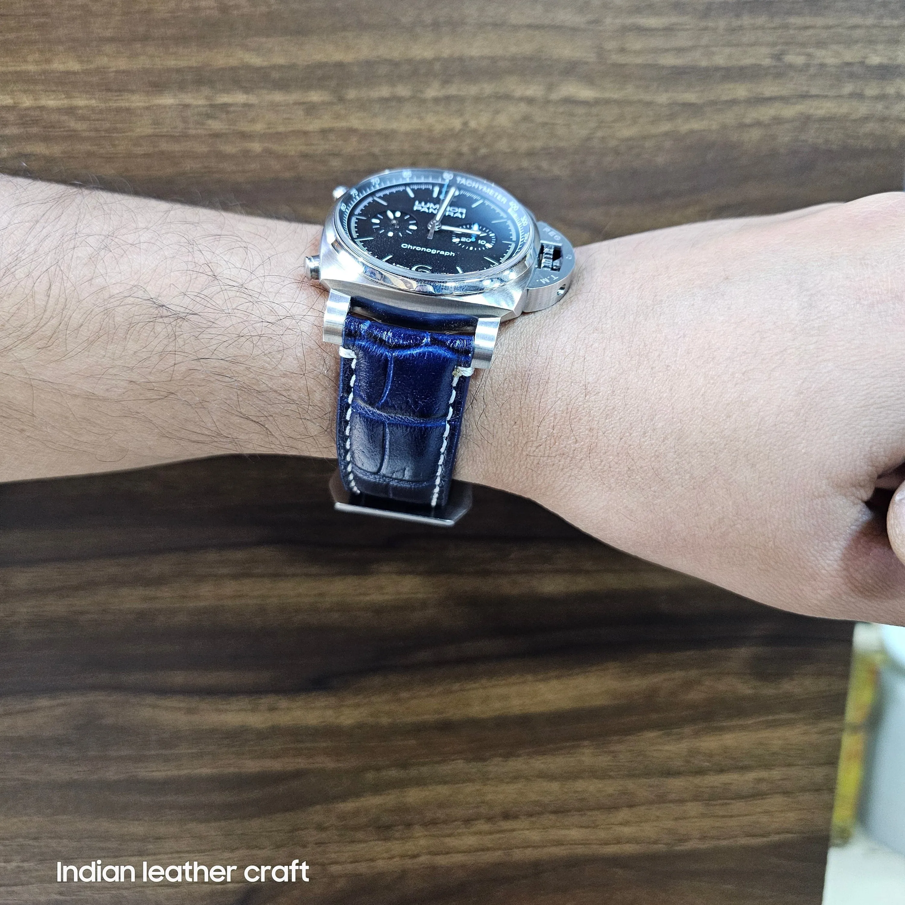Black leather strap for panerai