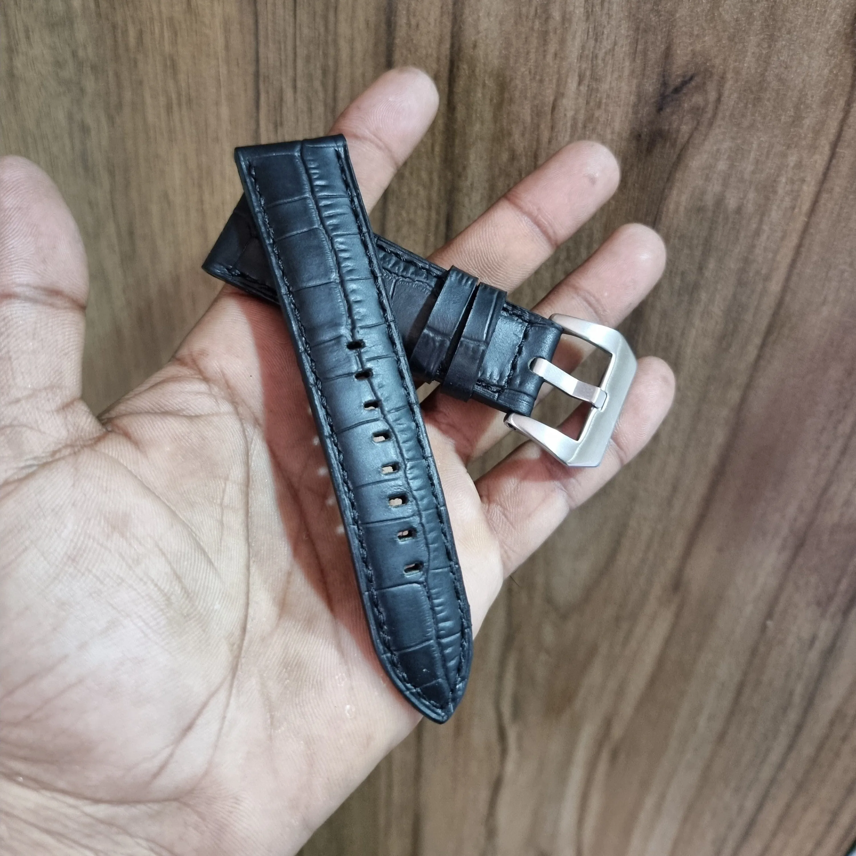 Black leather strap for panerai