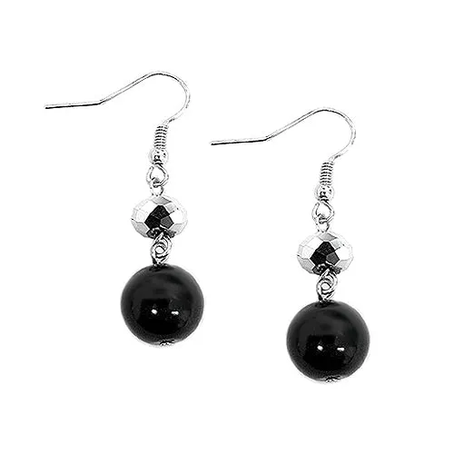 BLACK PEARL EARRINGS  #HNE92184_CRM-JET (RD7)