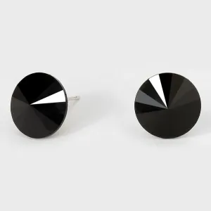 Black Small Round Crystal Stud Earrings | 15mm = 0.59" | 114061
