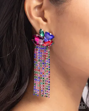 Blinding Blend - Multi - Jewel Tone Gem and Tassel Paparazzi Post Earrings