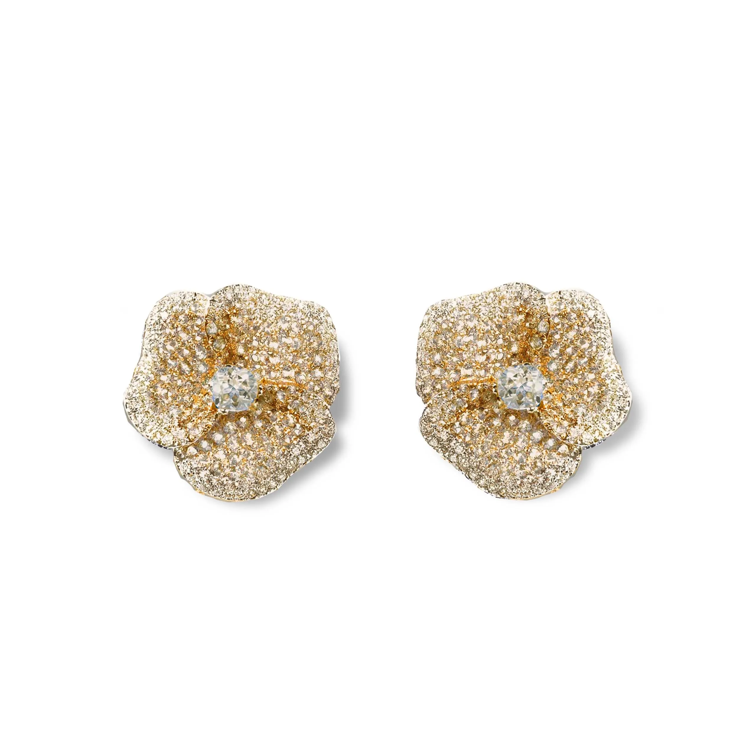 Bloom Medium Flower Diamond Earrings