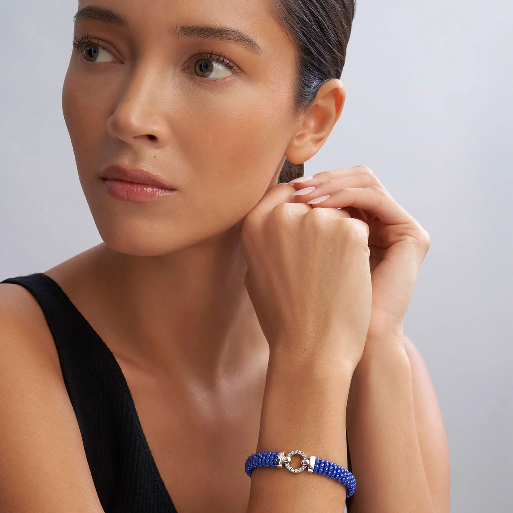Blue Caviar Ultramarine Ceramic Diamond Circle Bracelet | 9mm