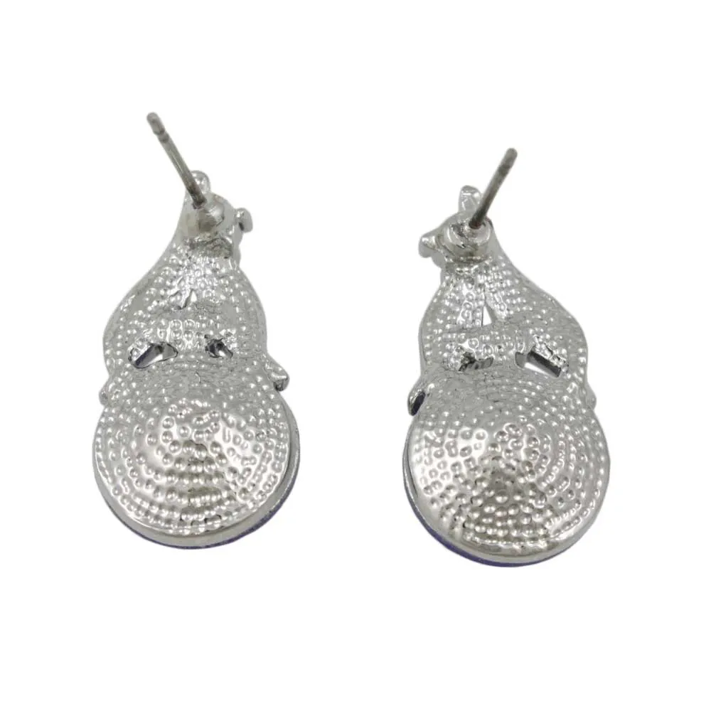 Blue Crystal Inverted Flower Drop Earring - REC256
