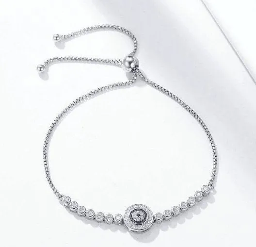 Blue Eye Bolo Bracelet In Sterling Silver