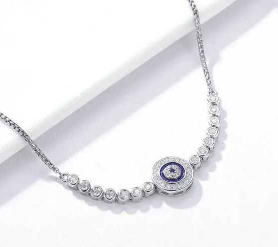 Blue Eye Bolo Bracelet In Sterling Silver
