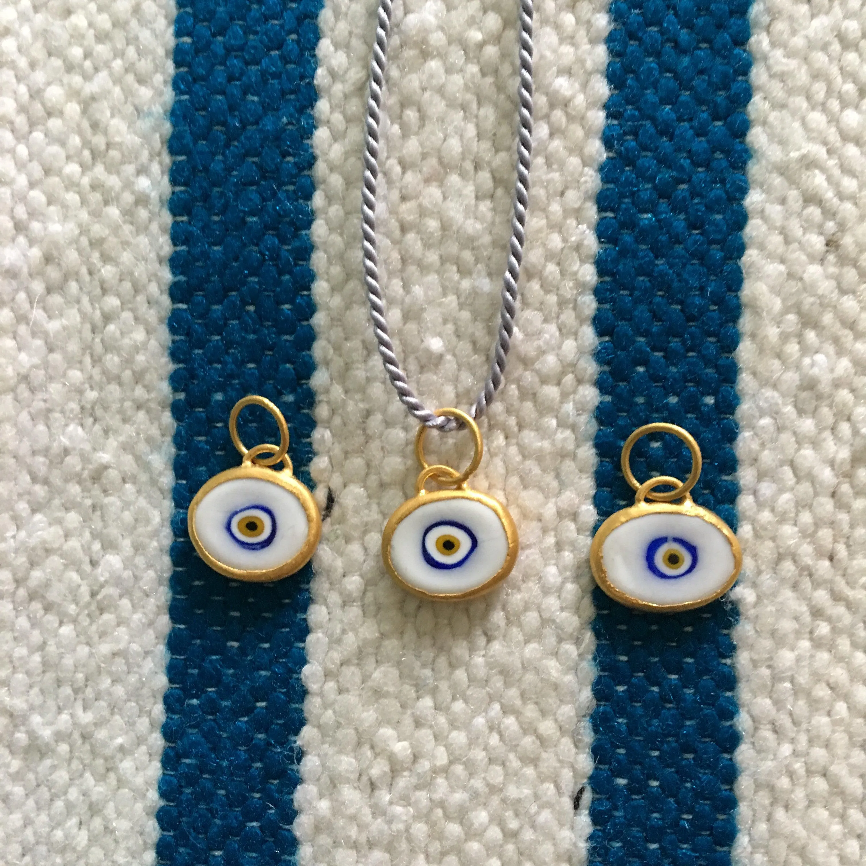 Blue Protection Triple JuJu Eye Bracelet in 18K Gold
