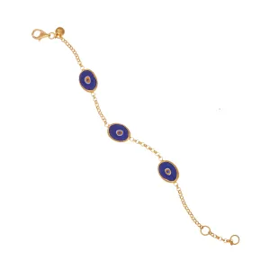 Blue Protection Triple JuJu Eye Bracelet in 18K Gold
