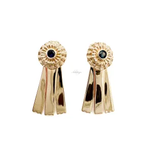 Blue Ribbon Earrings, 14k Gold