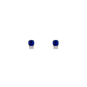Blue Sapphire & Diamond Stud Earrings