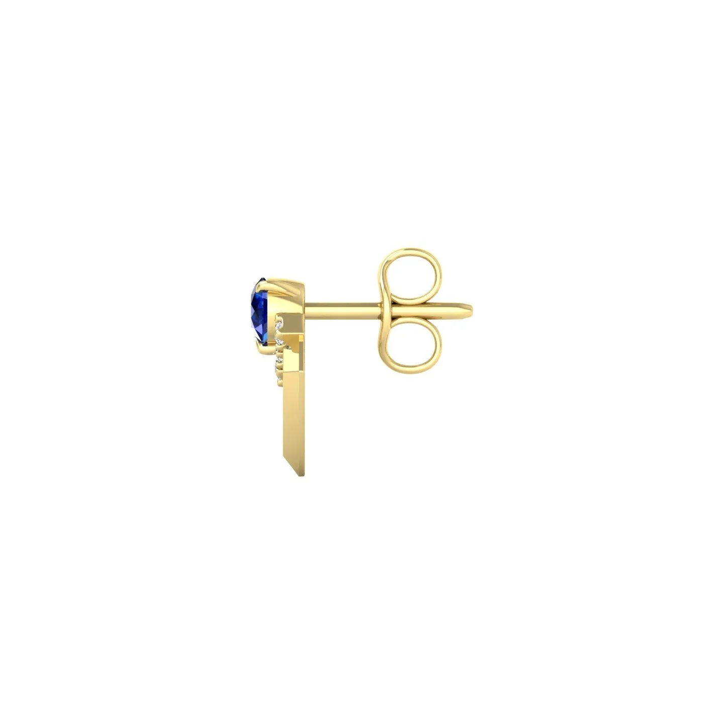 Blue Sapphire and Diamond Geometric Stud Earrings