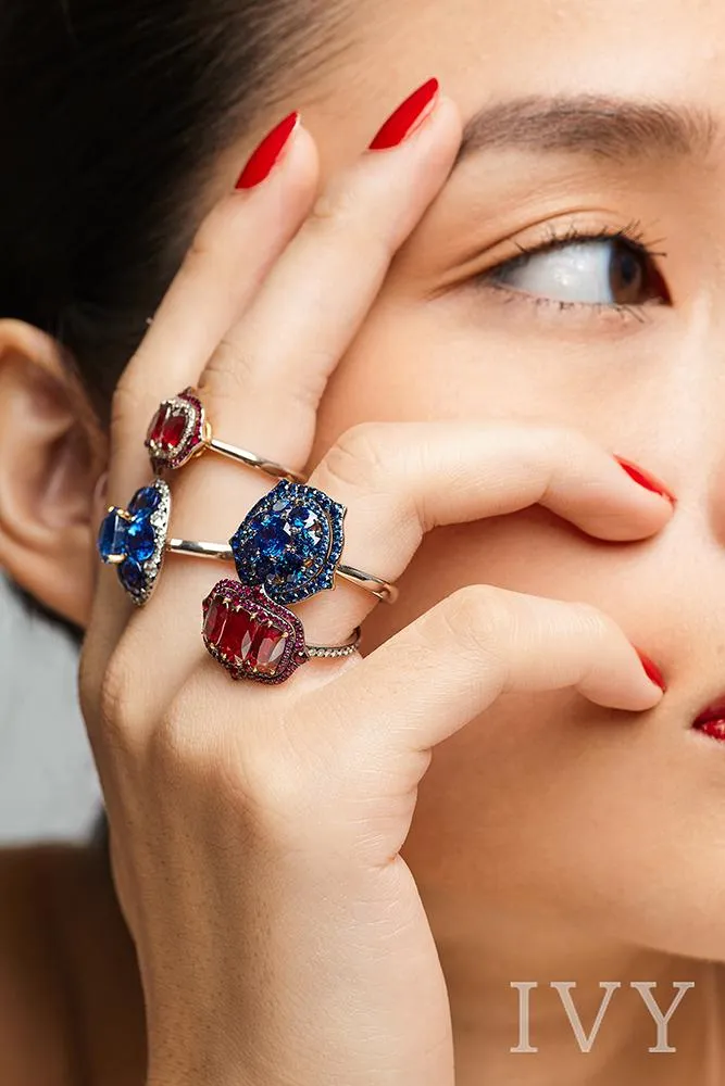 Blue Sapphire and Diamond Ring