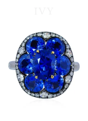 Blue Sapphire and Diamond Ring
