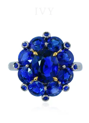 Blue Sapphire Crown Ring