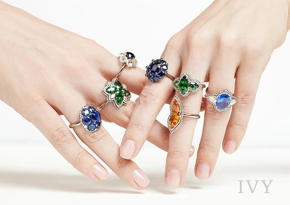 Blue Sapphire Crown Ring