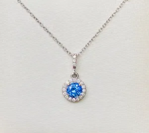 Blue Sapphire Halo Pendant