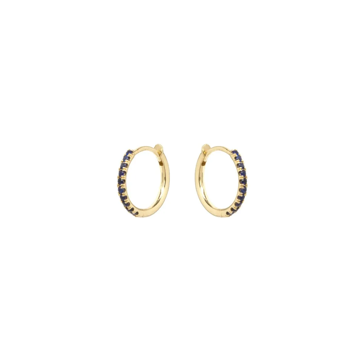 Blue Sapphire Huggies in Yellow Gold