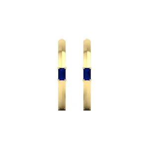 Blue Sapphire Solitaire Hoop Earrings