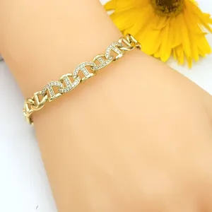 Bracelets - 14K Gold Plated.  Icy Mariner Link Chain Bracelet - 8mm