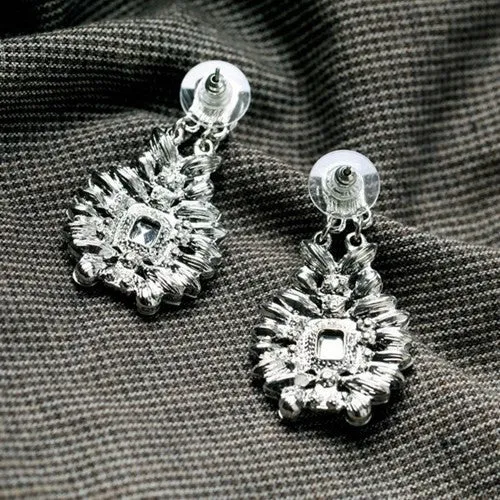 Brand Ethnic Jewelry Sapphire Crystal Flower Chandelier Dangle Earrings Fashion