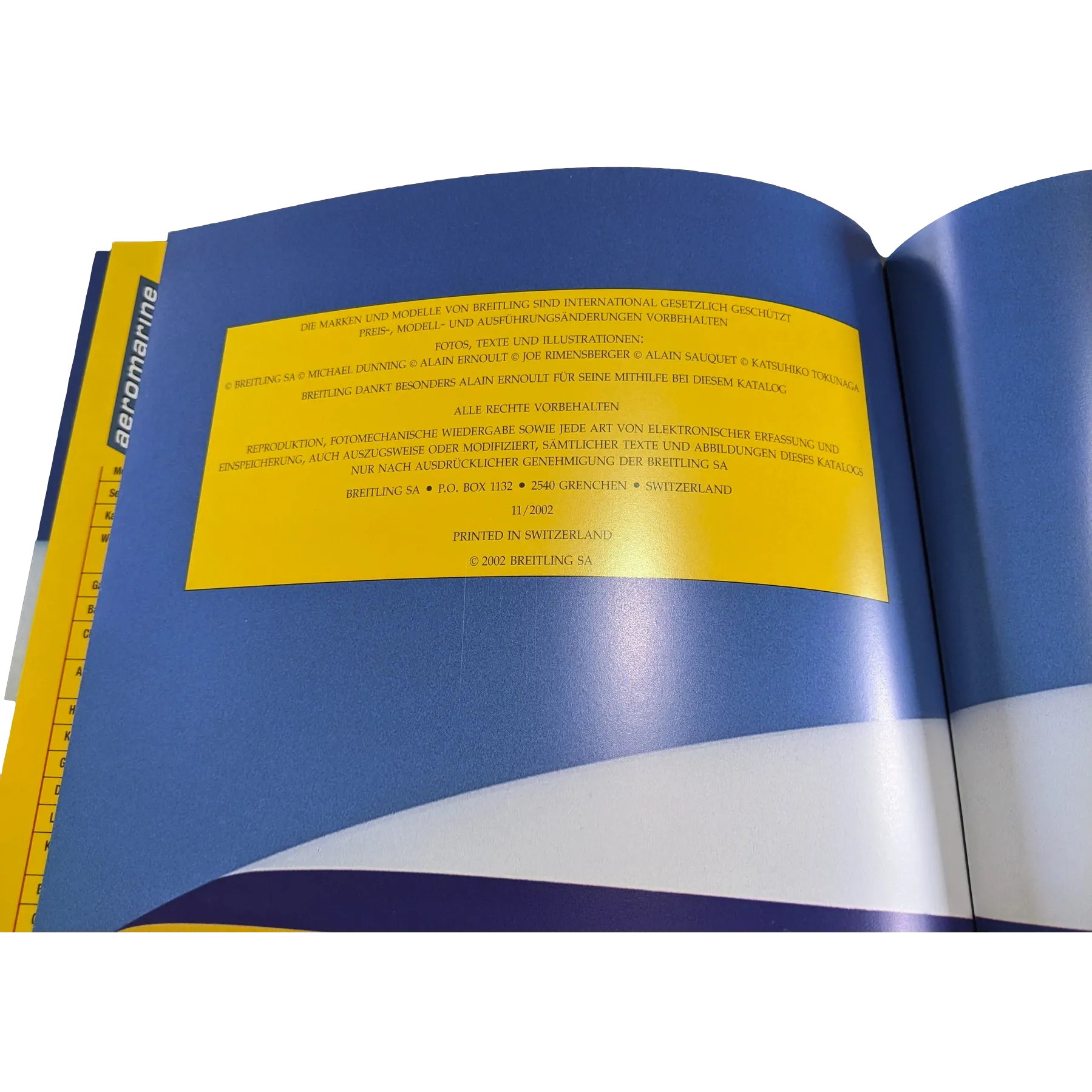 Breitling 1884 2002/2003  "1301" Chronolog 03 Catalogue for Professional Watches Resellers with Prices, Rare!