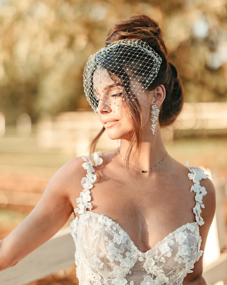 Bridal earrings - soft statement cascading crystal flowers - Sakura by Stephanie Browne - BEST SELLER