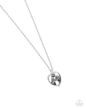 Brilliant Birds - Silver - Heart Paparazzi Short Necklace