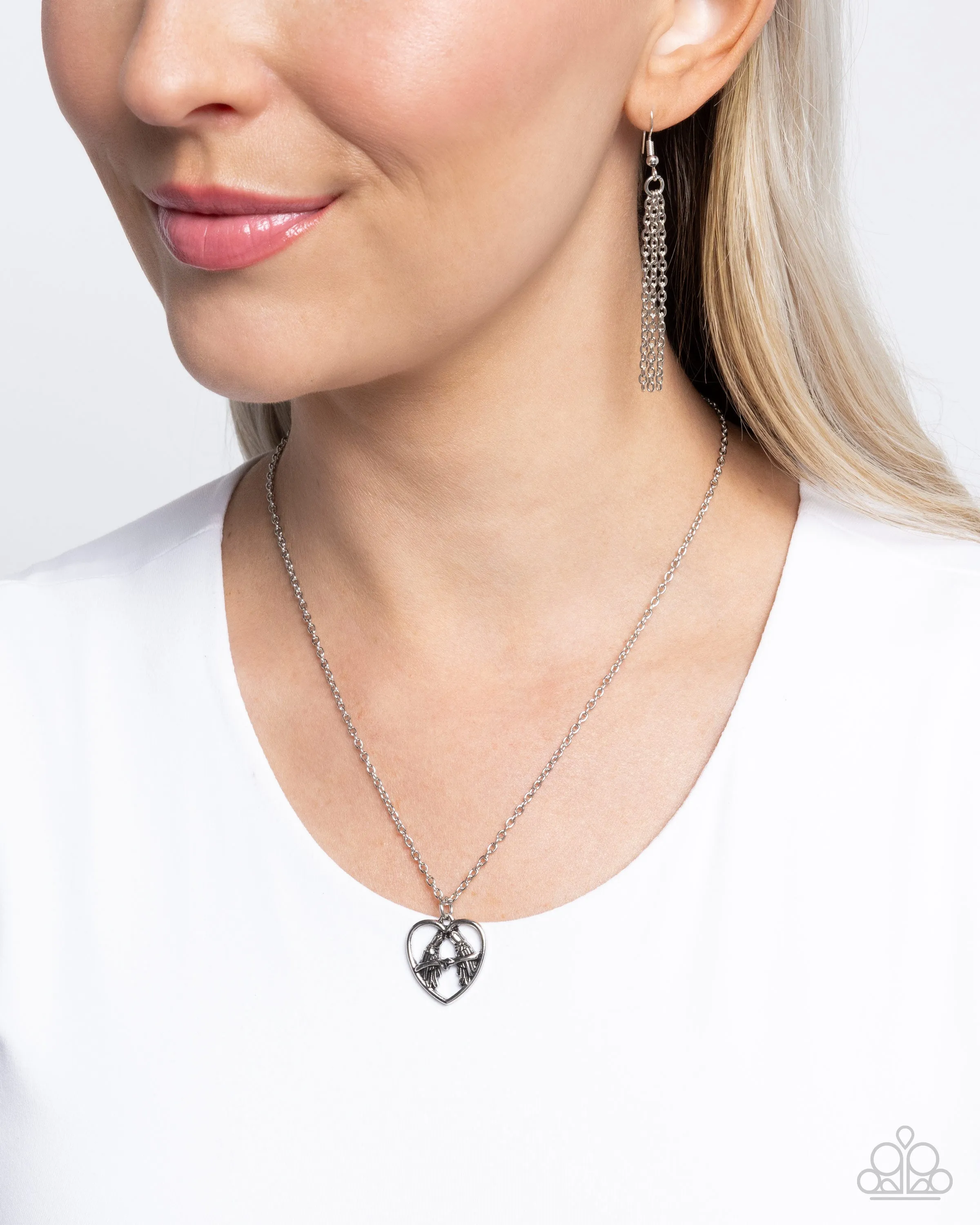 Brilliant Birds - Silver - Heart Paparazzi Short Necklace