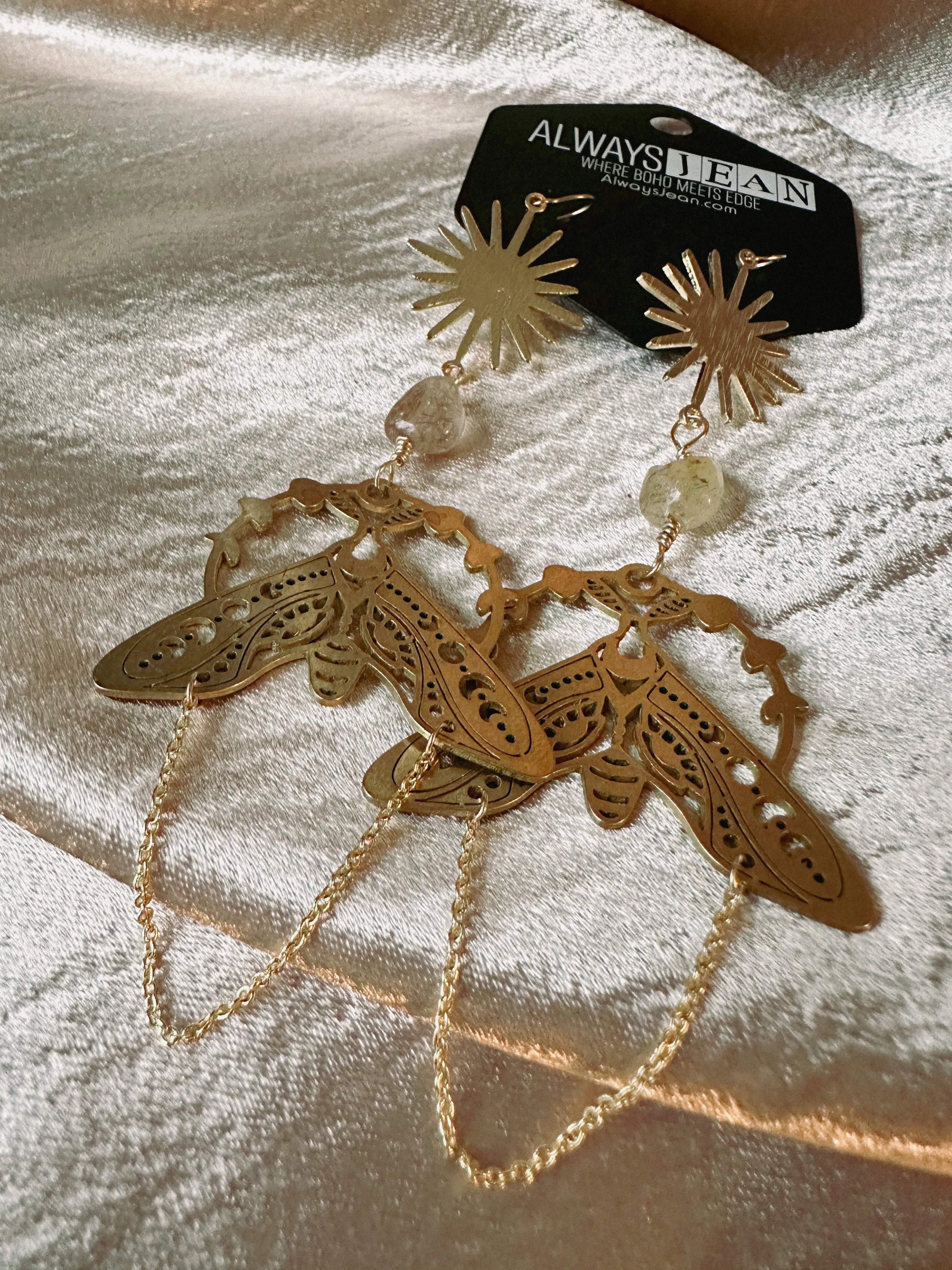 Brown Rutilated Wing Sunz -14k Earring Hooks.