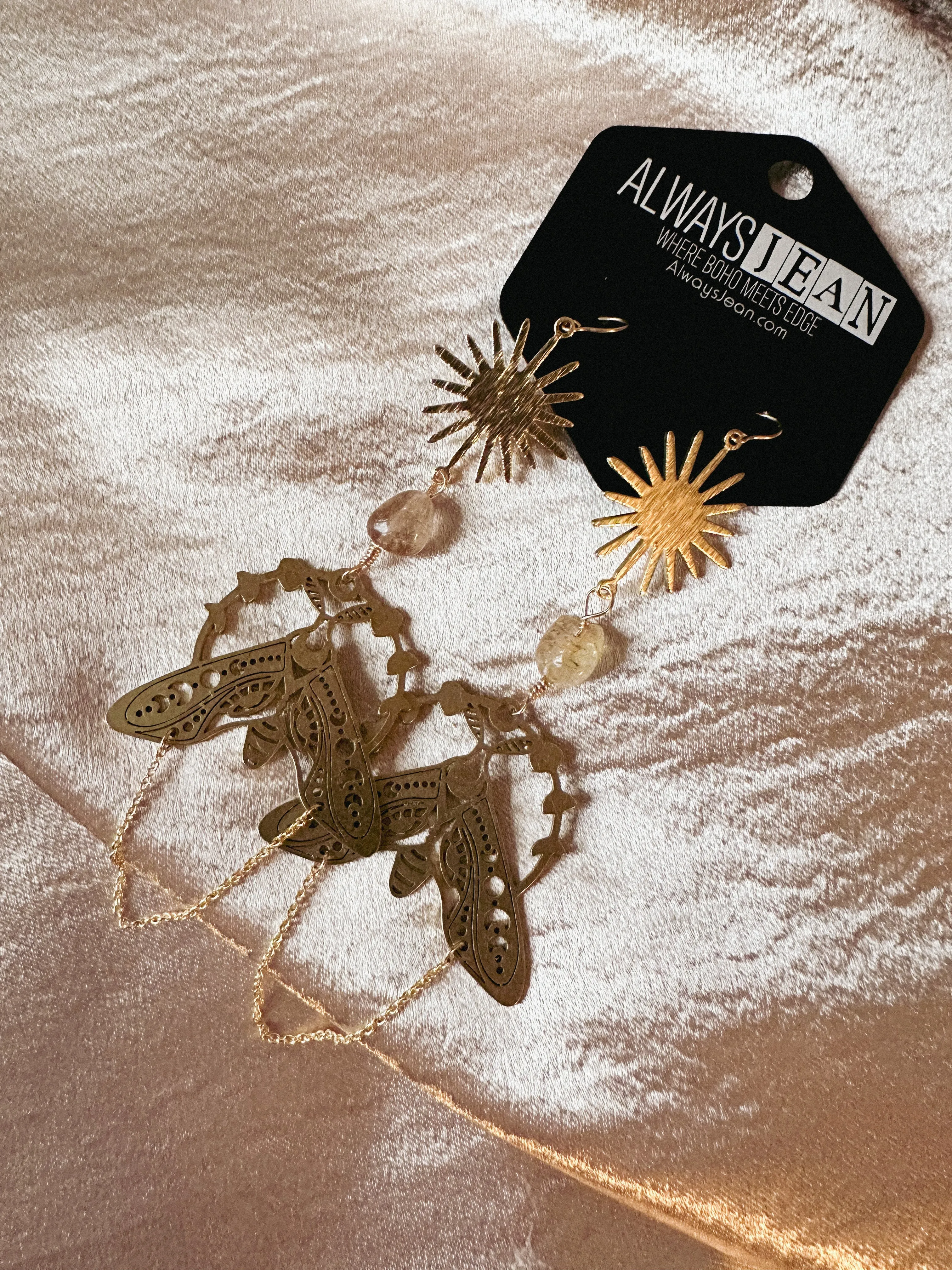 Brown Rutilated Wing Sunz -14k Earring Hooks.