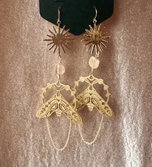 Brown Rutilated Wing Sunz -14k Earring Hooks.