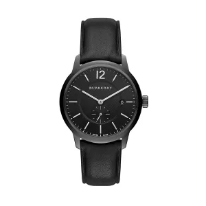 Burberry Swiss Black Leather Strap Black Dial Men's Watch BU10003