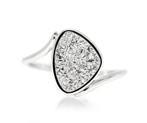 Bypass Trillion Platinum Druzy Ring