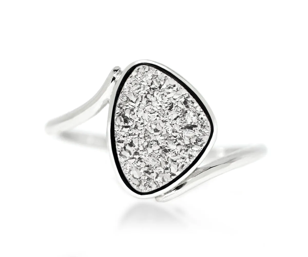 Bypass Trillion Platinum Druzy Ring