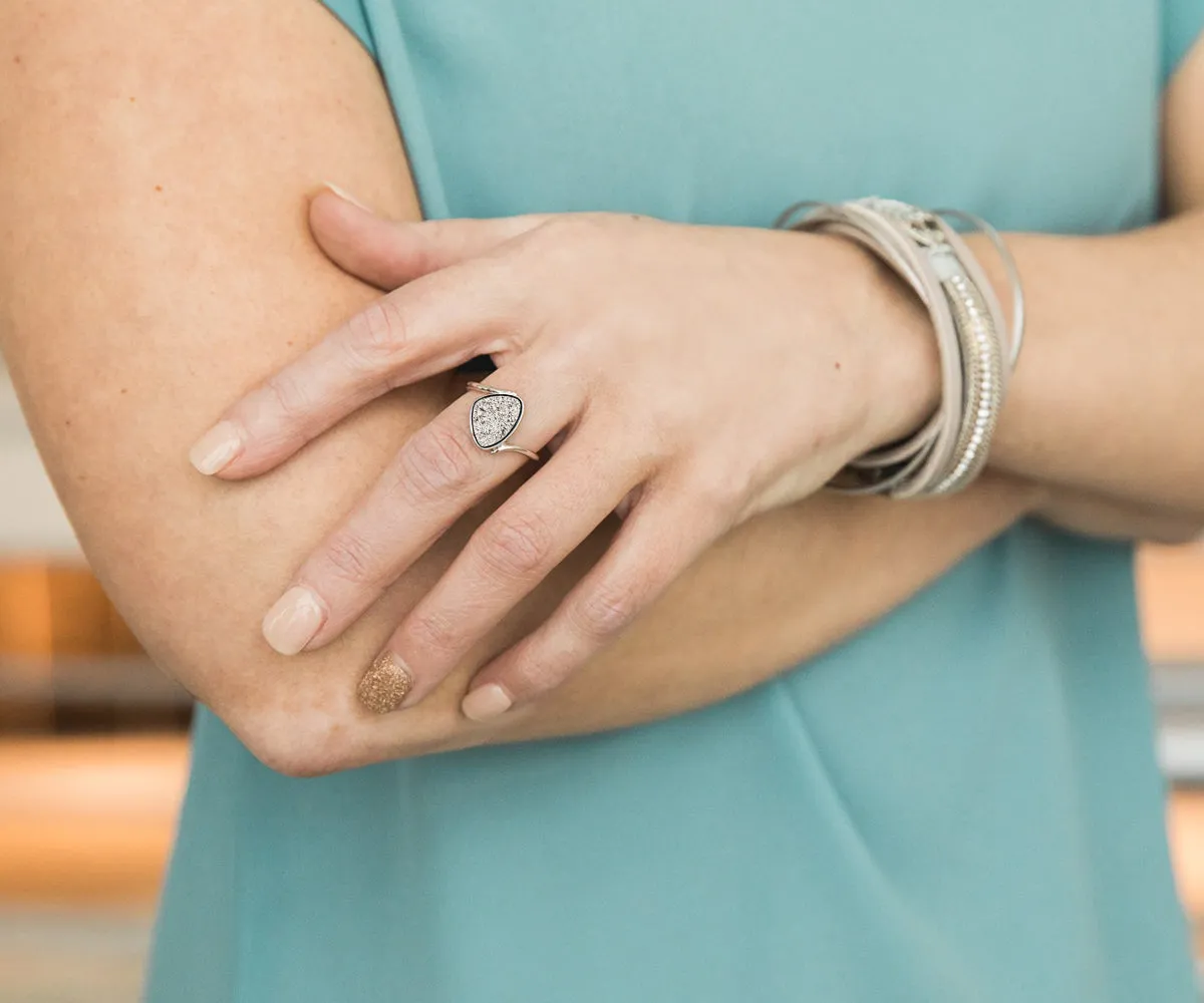 Bypass Trillion Platinum Druzy Ring