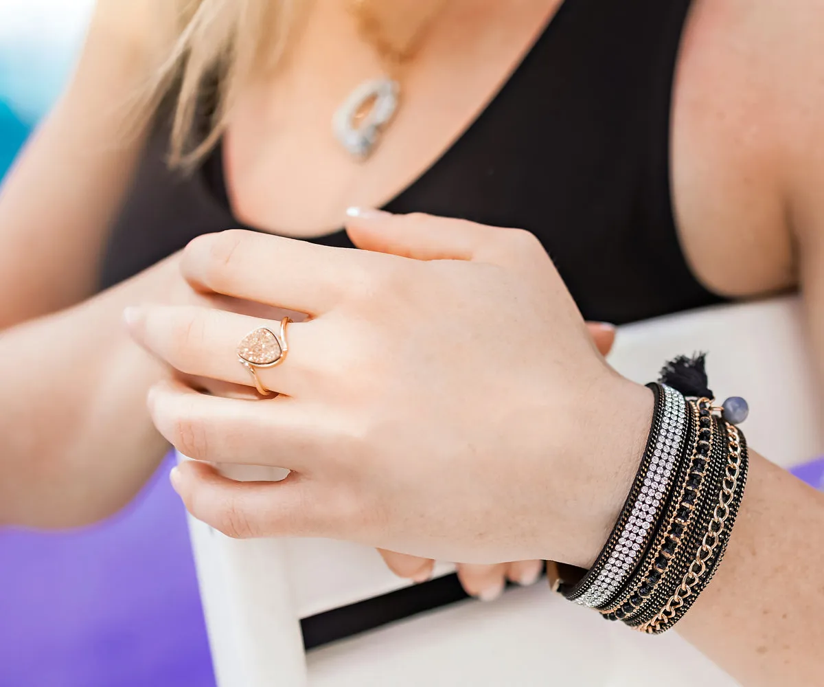 Bypass Trillion Platinum Druzy Ring