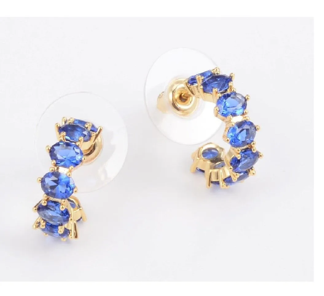 Cailin Crystal Huggie Earrings in Blue Violet