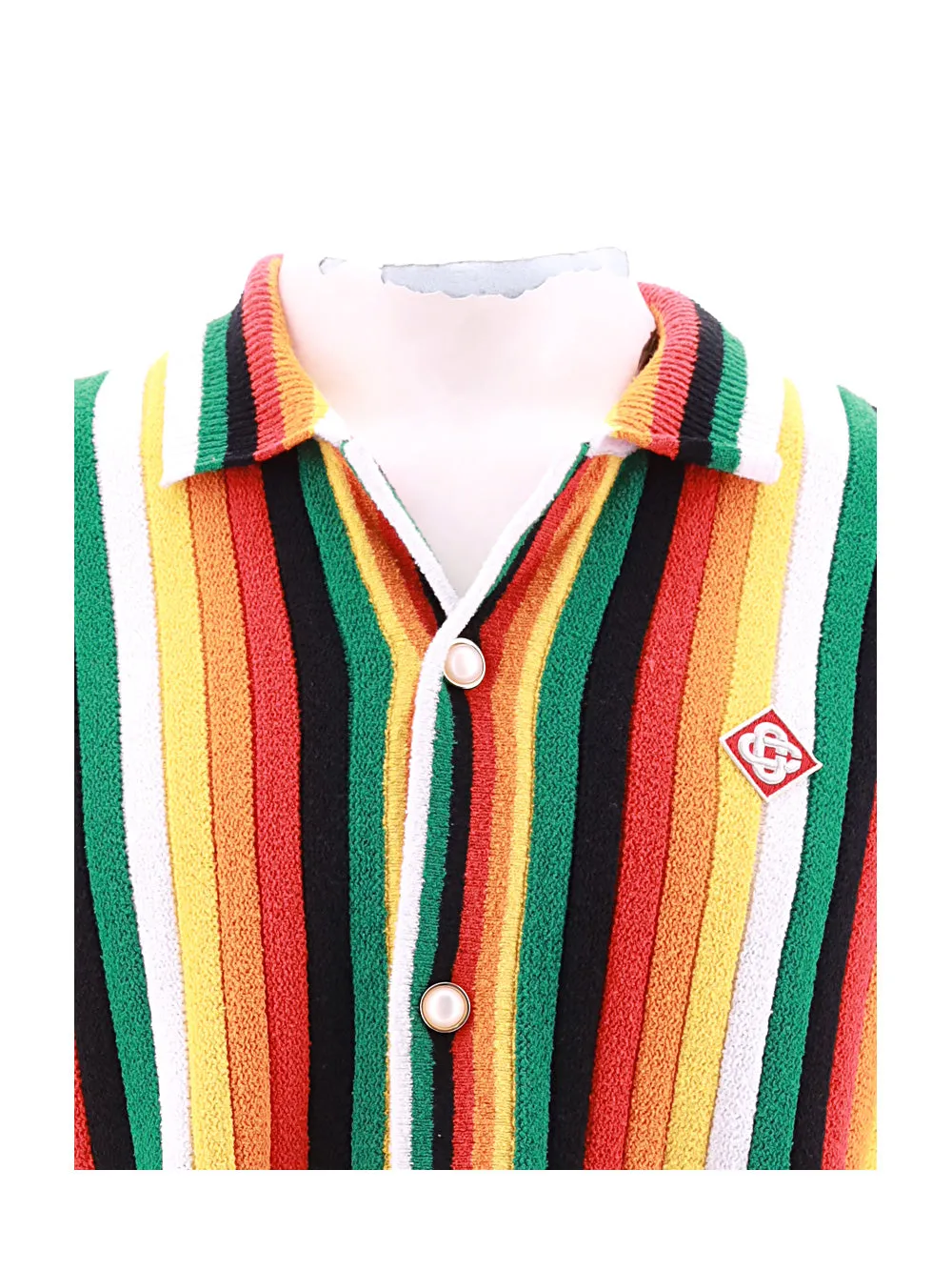 Camp-Collar Logo-Appliquéd Striped Cotton-Blend Terry Shirt