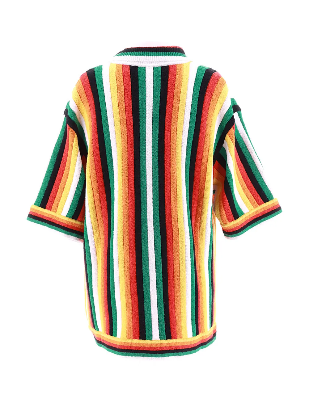 Camp-Collar Logo-Appliquéd Striped Cotton-Blend Terry Shirt